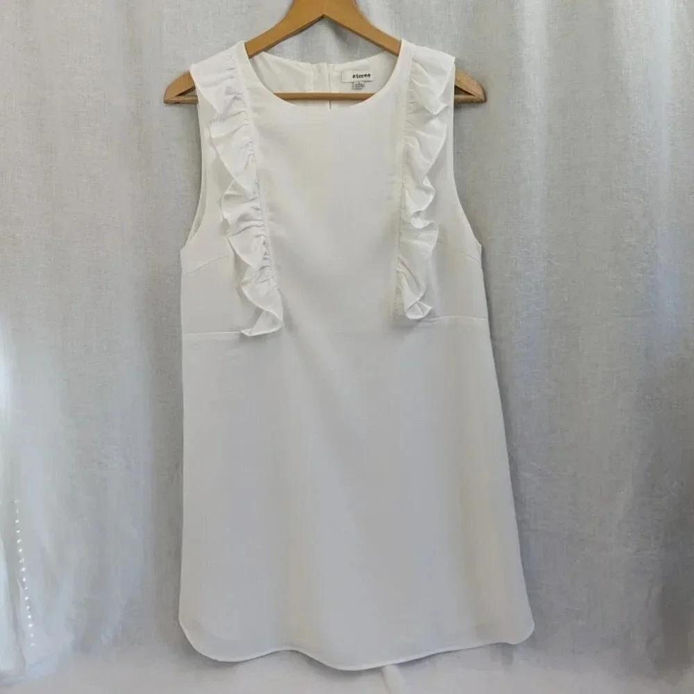 Storee white ruffle special occasion dress, bridal party, women's size Large D20